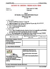 Kế hoạch dạy học Tin học 7 - Tiết 27+28, Bài 8 Sử dụng hàm để tính toán (Hàm average) - Năm học 2016-2017 - Nguyễn Văn Dũng
